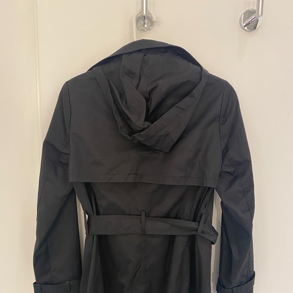 EUC Calvin Klein Water Resistant Trench Coat Black Size 2 - Picture 7 of 9